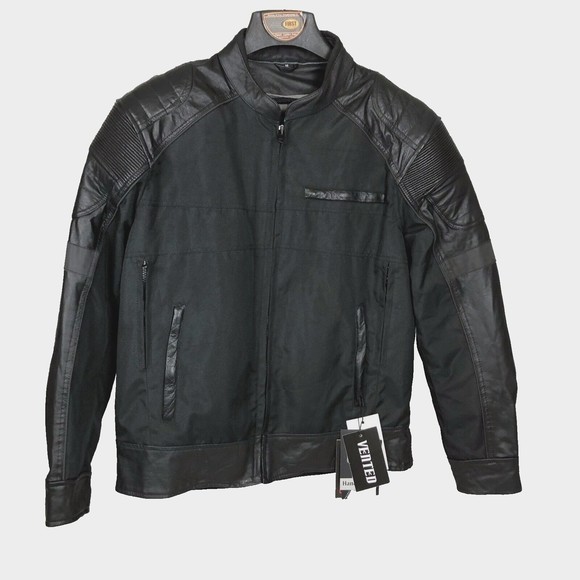 Unik Revolution Gear Men Medium Black Textile & Leather Armour Motorcycle Jacket - Picture 1 of 16